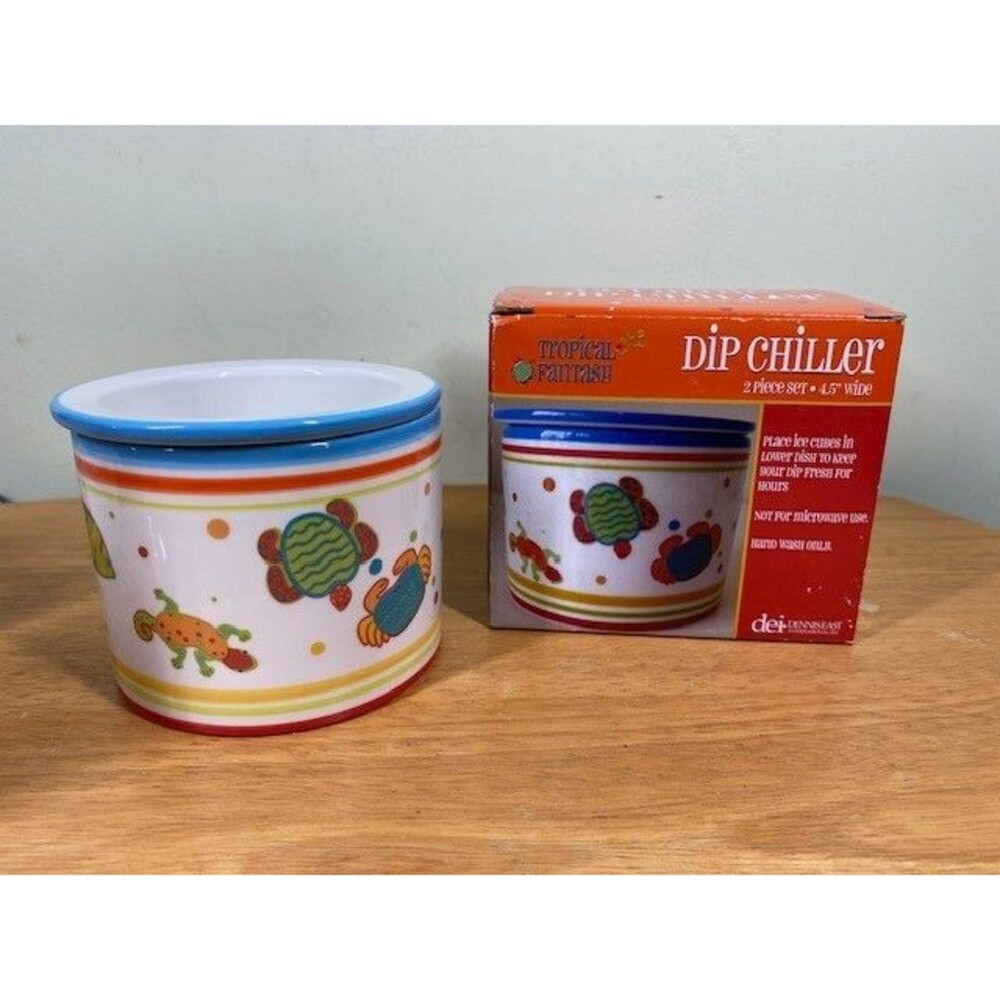 DEI Dennis East 2009 Tropical Fantasy Dip Chiller 2-Piece Set 4.5" Wide NIB